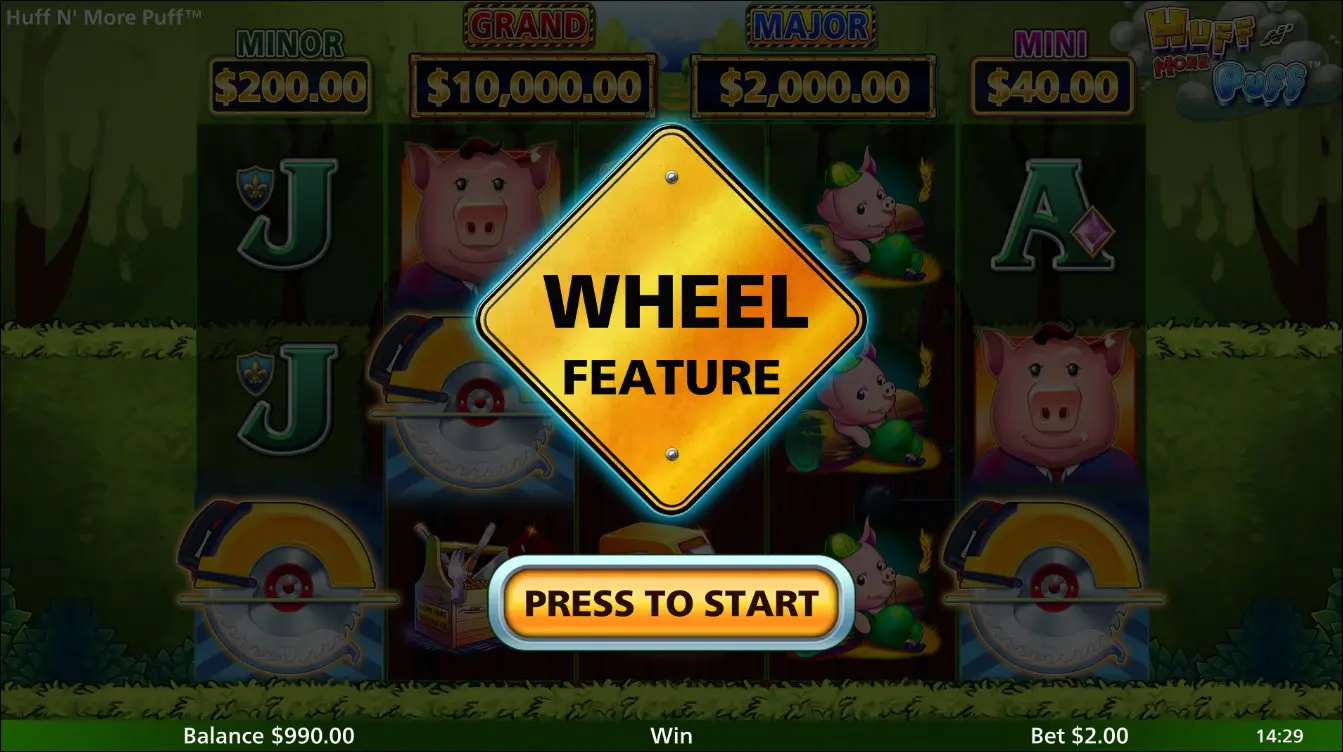 Huff N Puff Slot Game Interface